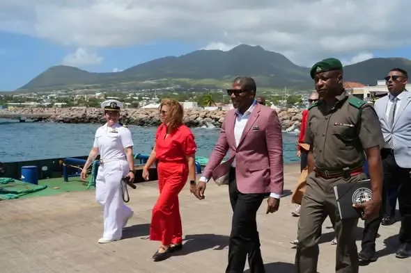 PM Terrance Drew Tours USS San Antonio at Port Zante Dock PM Terrance Drew Tours USS San Antonio at Port Zante Dock