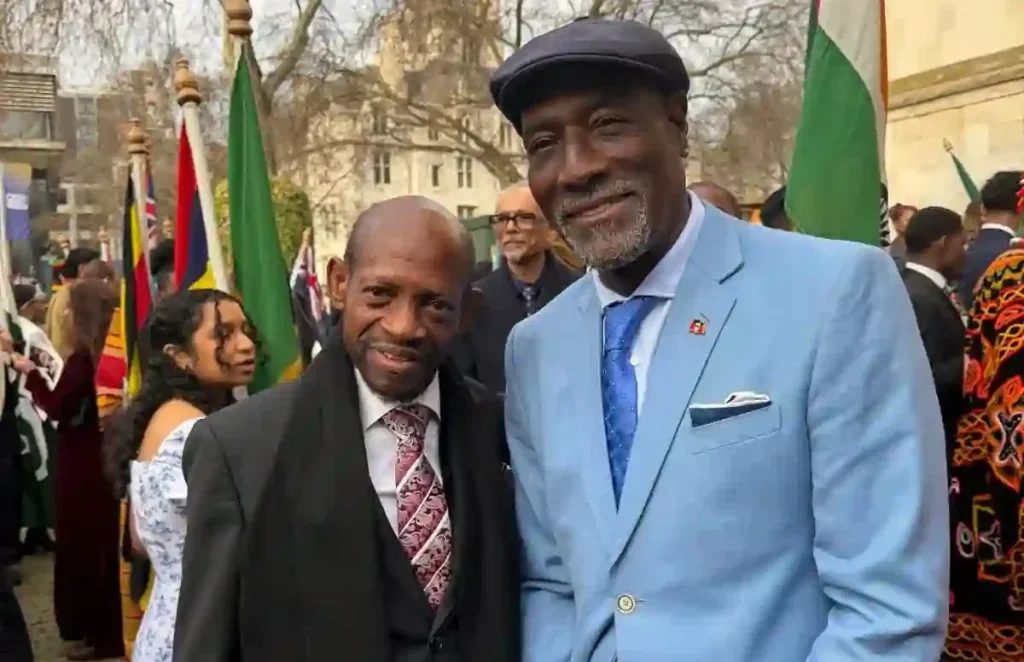 Dr. Denzil Douglas Meets Sir Vivian Richards at Commonwealth Day Service