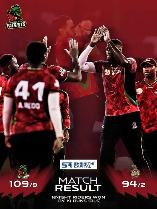 Patriots Fall to Knight Riders in CPL Opener via DLS Method Patriots Fall to Knight Riders in CPL Opener via DLS Method